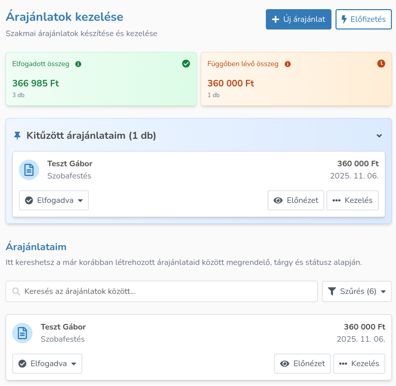 Nyerő árajánlat percek alatt - 1