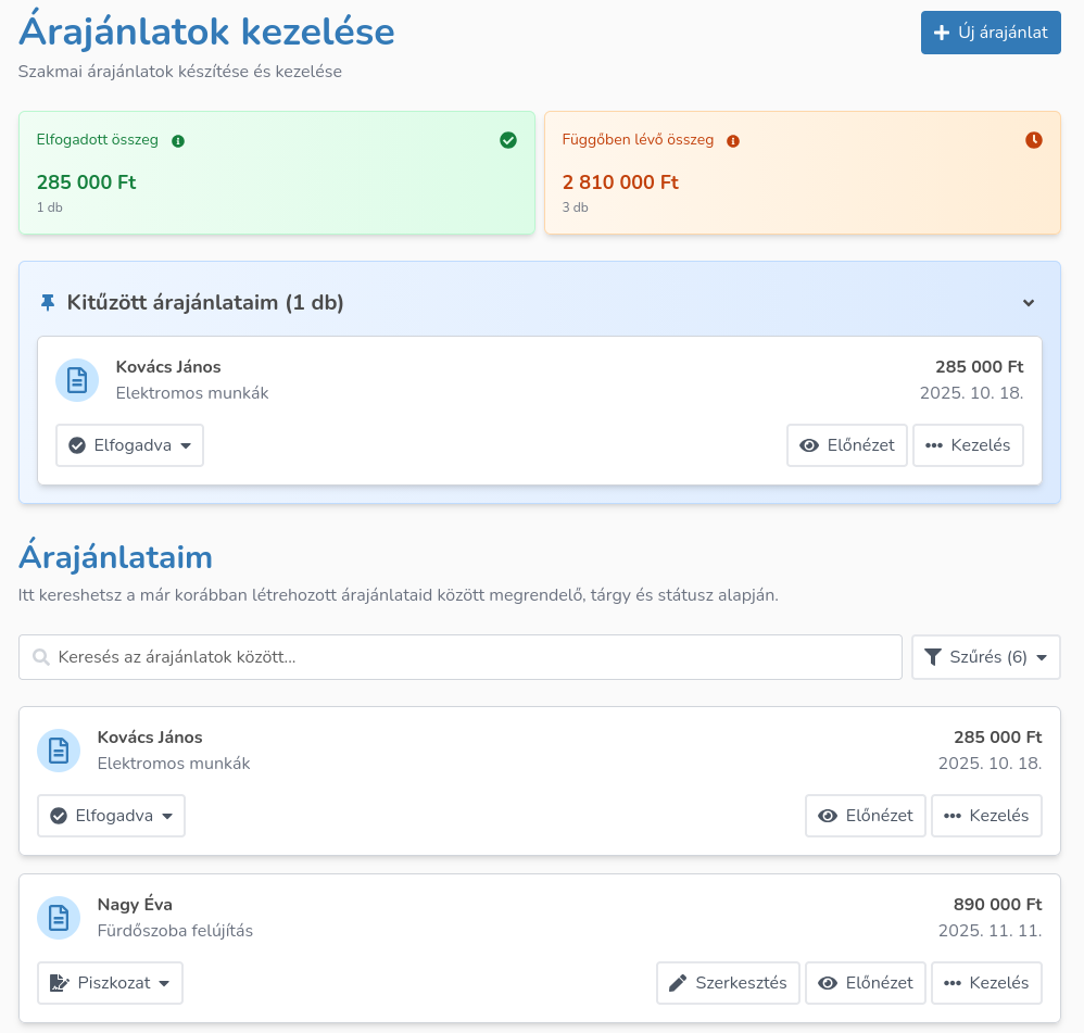 Nyerő árajánlat percek alatt - 1